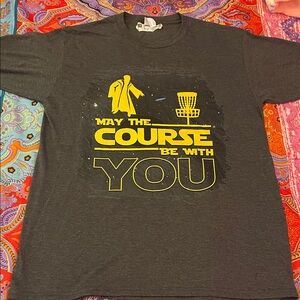 Gray Graphic T-Shirt with Yellow Print